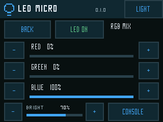 LED Micro RGB mixer with separate red, green and blue channel adjustments